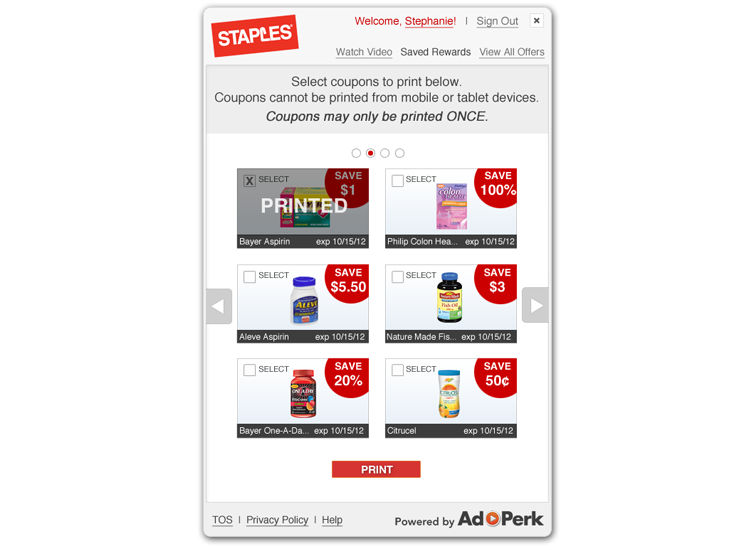 Staples Player - Coupon Gallery